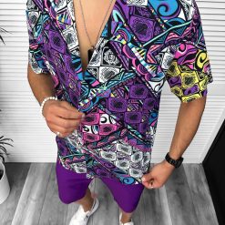 Camasa barbati de vara  maneca scurta  cu imprimeu 13095 D4-3.4-Camasi barbati