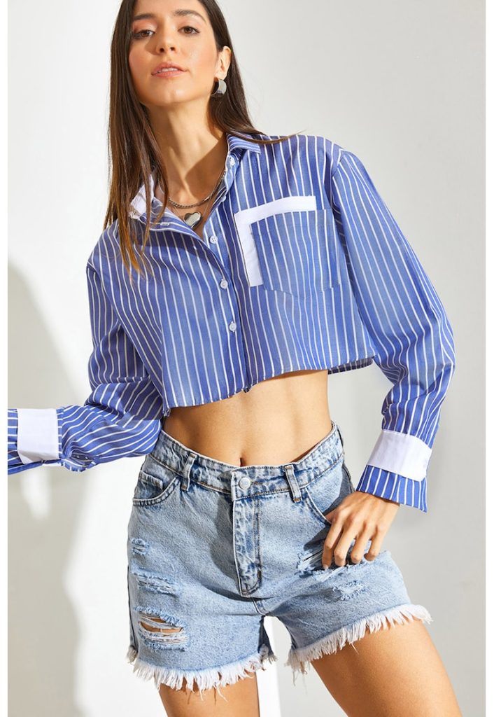 Camasa crop cu maneci lungi-FEMEI/IMBRACAMINTE/Camasi-IMBRACAMINTE/Camasi