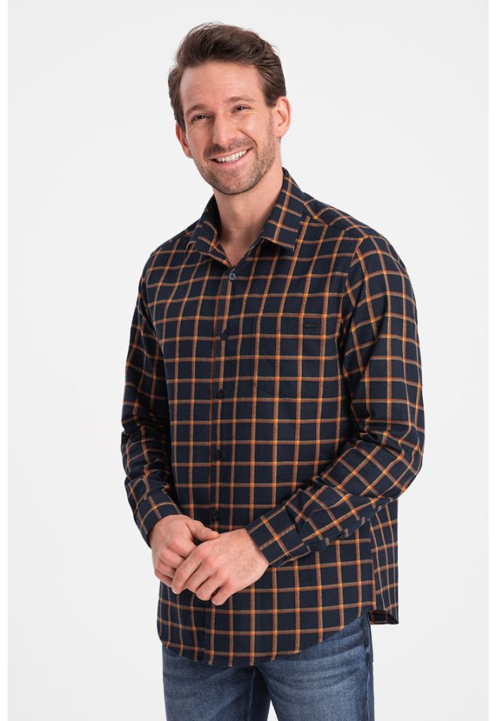 Camasa slim fit in carouri din flanel-BARBATI/IMBRACAMINTE/Camasi-IMBRACAMINTE/Camasi