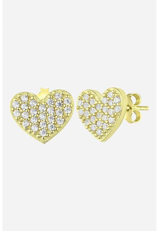 Cercei de argint 925 cu zirconia - in forma de inima-FEMEI/GENTI SI ACCESORII/Bijuterii-GENTI SI ACCESORII/Bijuterii