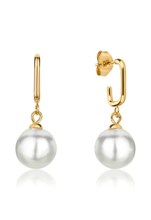 Cercei de otel inoxidabil decorati cu perle shell-FEMEI/GENTI SI ACCESORII/Bijuterii-GENTI SI ACCESORII/Bijuterii