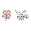 Cercei din argint Butterfly and Four Leaf Clover Studs-Cercei >> Cercei din argint