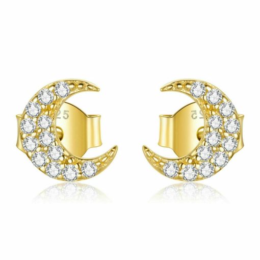 Cercei din argint Golden Little Moon-Cercei >> Cercei din argint