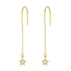 Cercei din argint Golden Long Star-Cercei >> Cercei din argint