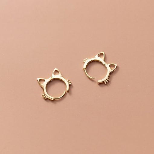 Cercei din argint Golden Rounded Cat Ears-Cercei >> Cercei din argint