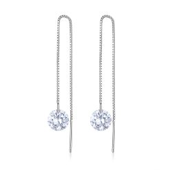 Cercei din argint White Crystal Long Chain-Cercei >> Cercei din argint