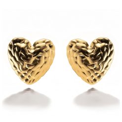 Cercei placati cu aur de 18 K si design cu inima-FEMEI/GENTI SI ACCESORII/Bijuterii-GENTI SI ACCESORII/Bijuterii