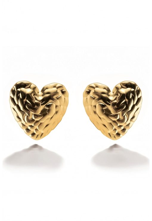 Cercei placati cu aur de 18 K si design cu inima-FEMEI/GENTI SI ACCESORII/Bijuterii-GENTI SI ACCESORII/Bijuterii