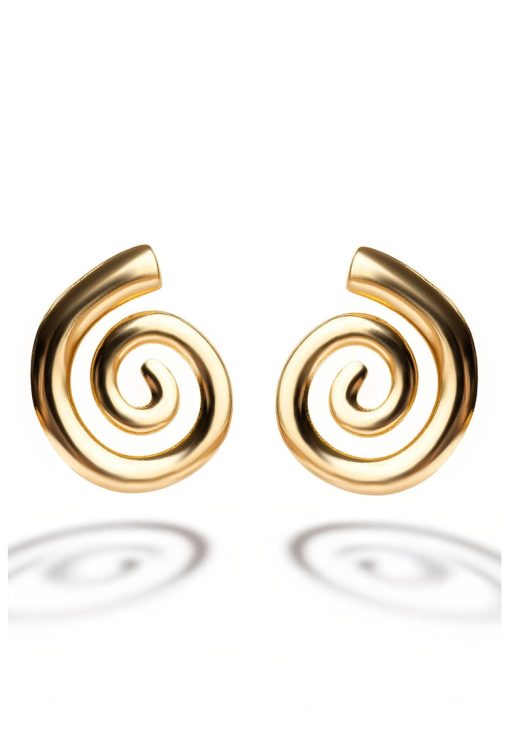 Cercei placati cu aur de 18K in forma de spirala-FEMEI/GENTI SI ACCESORII/Bijuterii-GENTI SI ACCESORII/Bijuterii