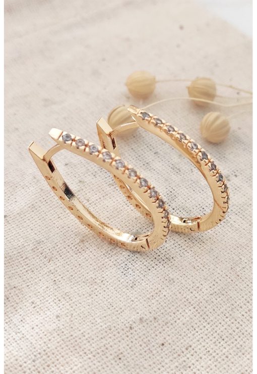 Cercei rotunzi cu zirconia - Auriu-FEMEI/GENTI SI ACCESORII/Bijuterii-GENTI SI ACCESORII/Bijuterii