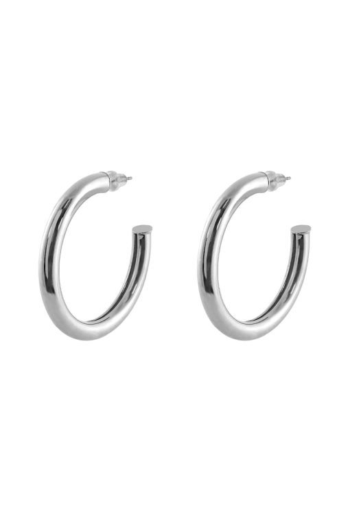 Cercei rotunzi placati cu rodiu-FEMEI/GENTI SI ACCESORII/Bijuterii-GENTI SI ACCESORII/Bijuterii