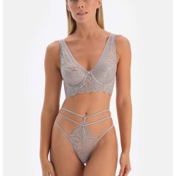 Chiloti tanga de dantela cu talie inalta-FEMEI/IMBRACAMINTE/Lenjerie intima-IMBRACAMINTE/Lenjerie intima
