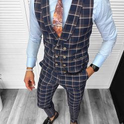 Compleu barbati Vesta + Pantaloni 13153 + Lant si cravata cadou D5-5.3-Costume barbati > Compleuri barbati