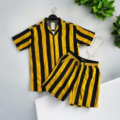 Compleu de vara camasa cu imprimeu + pantaloni galben 13276 79-Recent adaugate