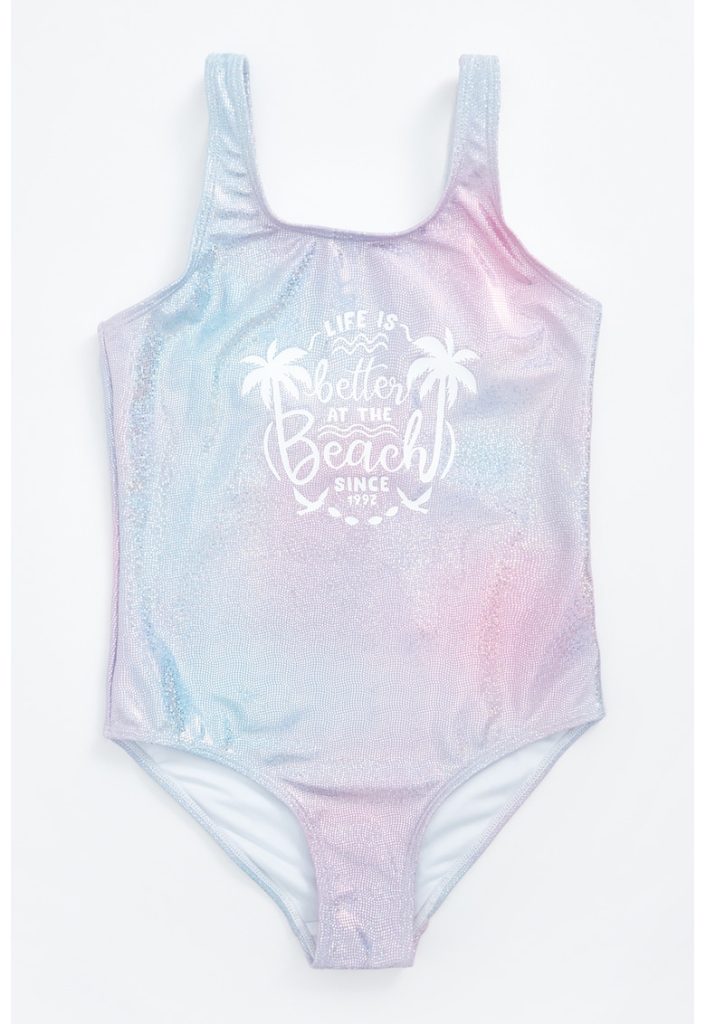Costum de baie intreg cu imprimeu text-FETE/IMBRACAMINTE/Costume de baie-IMBRACAMINTE/Costume de baie
