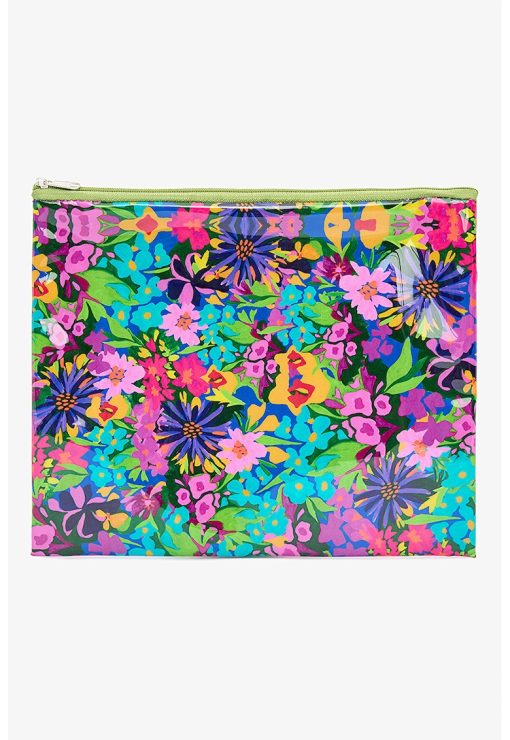 Etui cu model floral si fermoar-FEMEI/GENTI SI ACCESORII/Genti de voiaj si trolere-GENTI SI ACCESORII/Genti de voiaj si trolere