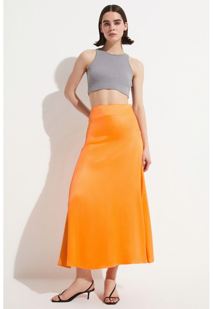 Fusta midi din satin cu talie inalta-FEMEI/IMBRACAMINTE/Fuste-IMBRACAMINTE/Fuste