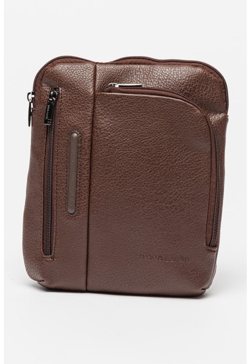 Geanta crossbody de piele cu buzunare multiple-BARBATI/GENTI SI ACCESORII/Rucsacuri-GENTI SI ACCESORII/Rucsacuri