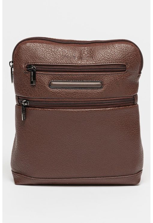 Geanta crossbody din piele ecologica cu aspect texturat-BARBATI/GENTI SI ACCESORII/Rucsacuri-GENTI SI ACCESORII/Rucsacuri