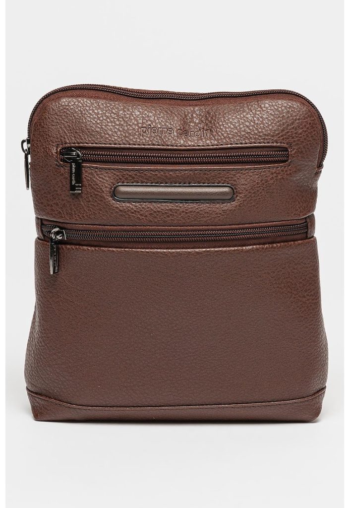 Geanta crossbody din piele ecologica cu aspect texturat-BARBATI/GENTI SI ACCESORII/Rucsacuri-GENTI SI ACCESORII/Rucsacuri