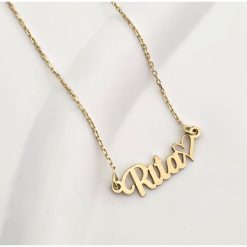 Lănțișor Nume cu Inimă - Font Romantic - Argint 925 cu Aur Galben 18K-Toate >> Argint 925 >> Lantisoare Argint >> Noutati