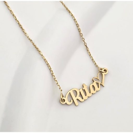 Lănțișor Nume cu Inimă - Font Romantic - Argint 925 cu Aur Galben 18K-Toate >> Argint 925 >> Lantisoare Argint >> Noutati