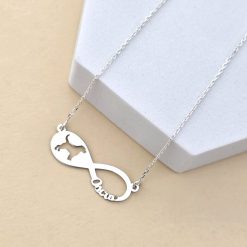 Lantisor personalizat - Infinite love - Pandantiv cu silueta de catel si cu nume personalizat - Argint 925-Toate >> Argint 925 >> Lantisoare Argint >> Noutati