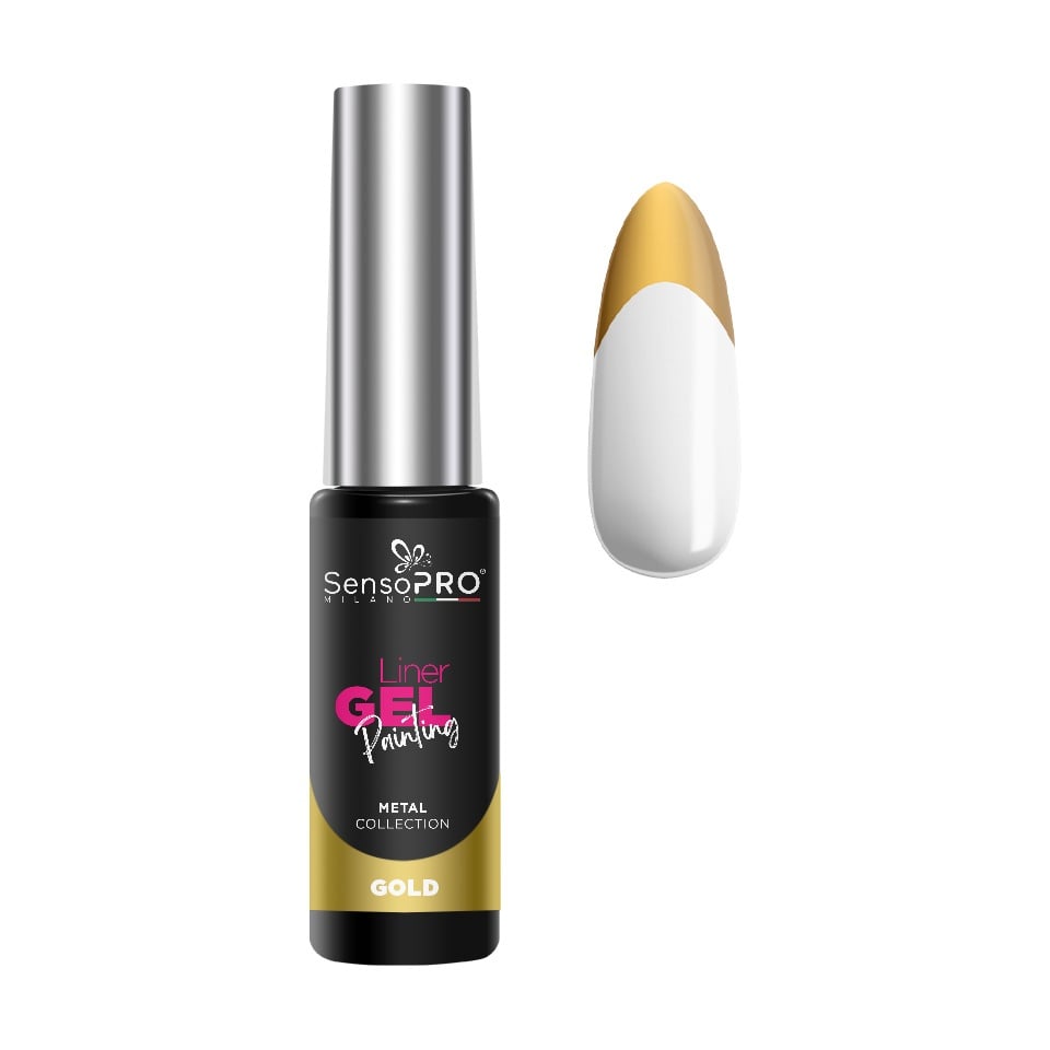 Liner Gel UV Pictura Unghii SensoPRO Milano Metal - Gold 8ml-Geluri UV > Liner Gel