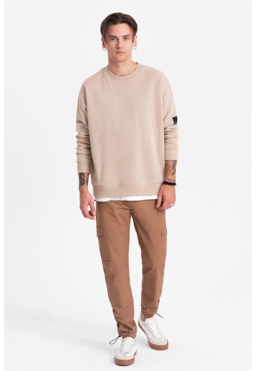Pantaloni cargo cu snururi de ajustare la terminatie-BARBATI/IMBRACAMINTE/Pantaloni si colanti-IMBRACAMINTE/Pantaloni si colanti