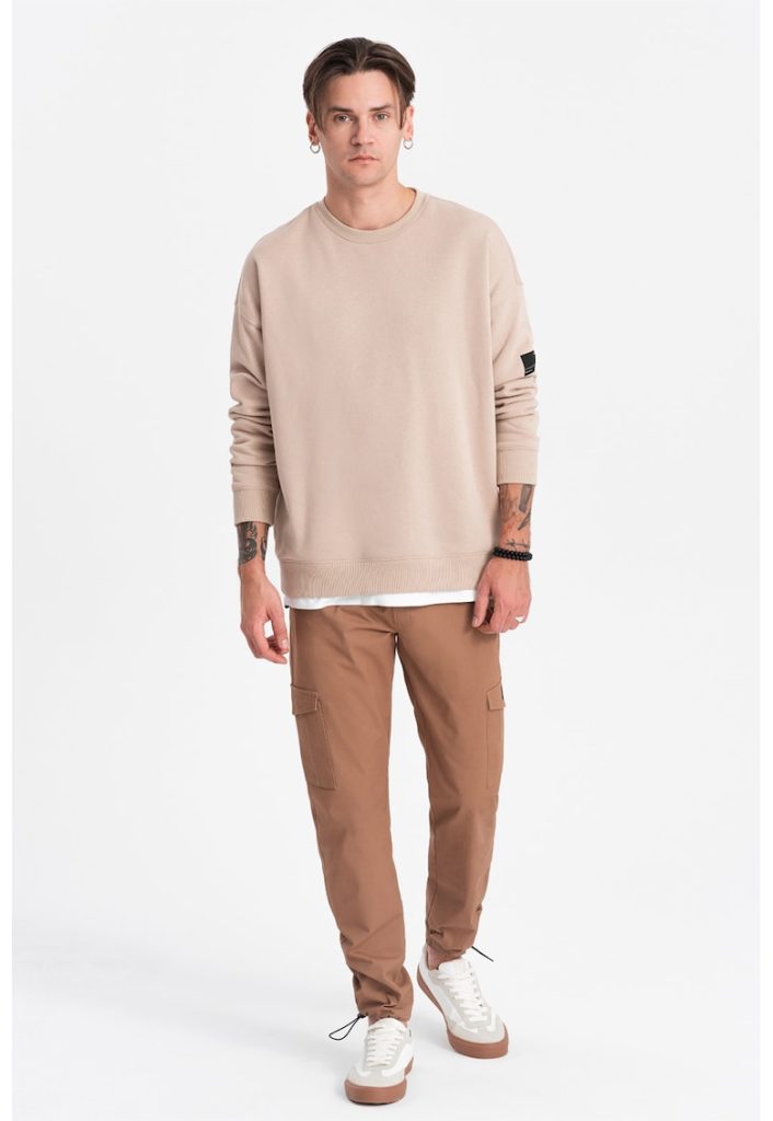 Pantaloni cargo cu snururi de ajustare la terminatie-BARBATI/IMBRACAMINTE/Pantaloni si colanti-IMBRACAMINTE/Pantaloni si colanti