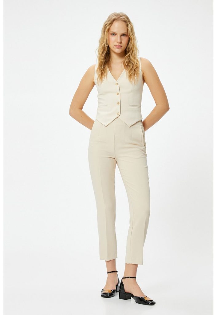 Pantaloni crop cu buzunare laterale-FEMEI/IMBRACAMINTE/Pantaloni si colanti-IMBRACAMINTE/Pantaloni si colanti