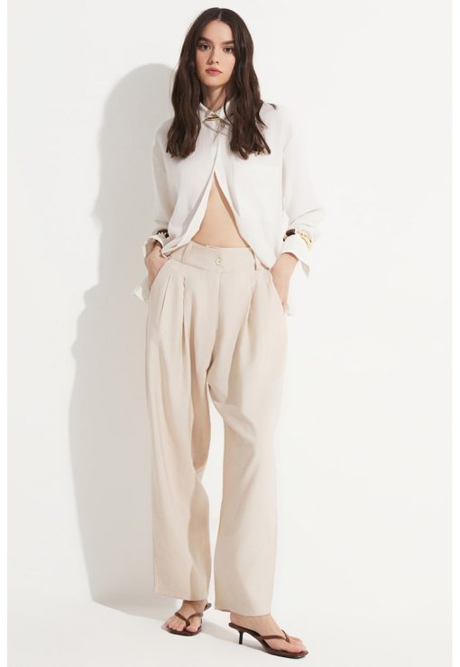 Pantaloni crop cu talie inalta-FEMEI/IMBRACAMINTE/Pantaloni si colanti-IMBRACAMINTE/Pantaloni si colanti