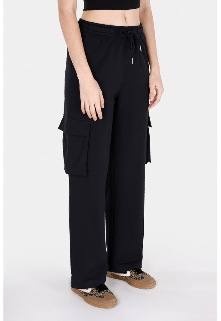 Pantaloni de trening cu croiala ampla si talie inalta-FEMEI/IMBRACAMINTE/Pantaloni si colanti-IMBRACAMINTE/Pantaloni si colanti