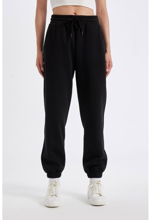 Pantaloni de trening cu snur si talie inalta-FEMEI/IMBRACAMINTE/Pantaloni si colanti-IMBRACAMINTE/Pantaloni si colanti
