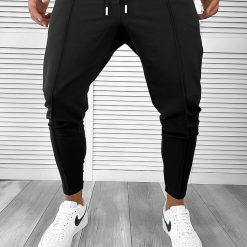 Pantaloni de trening negri conici 12166 D2-4.2.3-Pantaloni > Pantaloni de trening