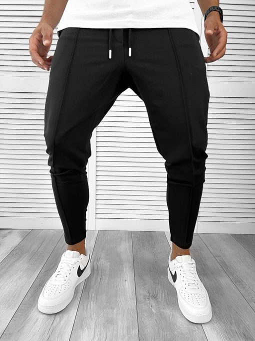 Pantaloni de trening negri conici 12166 D2-4.2.3-Pantaloni > Pantaloni de trening