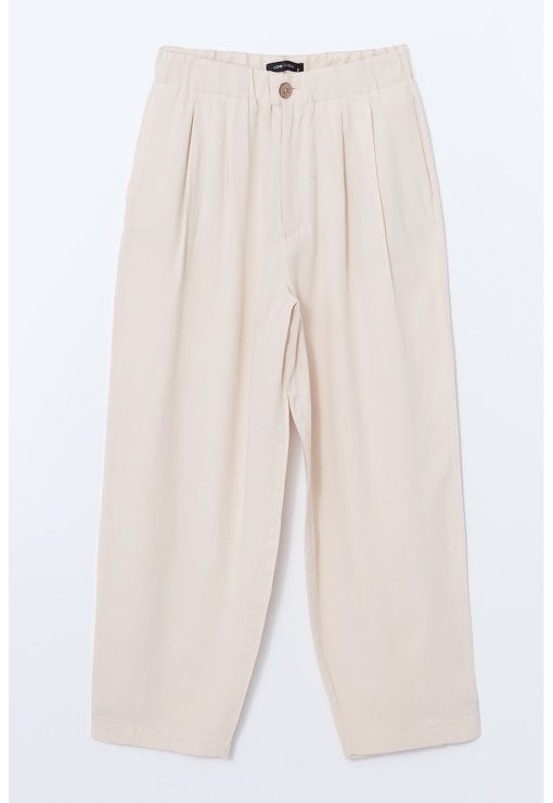 Pantaloni din amestec de in cu talie inalta-FEMEI/IMBRACAMINTE/Pantaloni si colanti-IMBRACAMINTE/Pantaloni si colanti