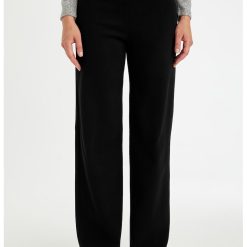 Pantaloni drepti cu banda elastica in talie-FEMEI/IMBRACAMINTE/Pantaloni si colanti-IMBRACAMINTE/Pantaloni si colanti