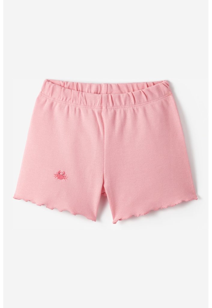Pantaloni scurti cu terminatie valurita si detaliu cu broderie discreta-FETE/IMBRACAMINTE/Sorturi-IMBRACAMINTE/Sorturi