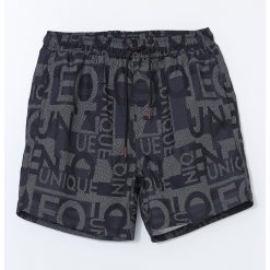 Pantaloni scurti de baie cu imprimeu text-BARBATI/IMBRACAMINTE/Costume de baie-IMBRACAMINTE/Costume de baie