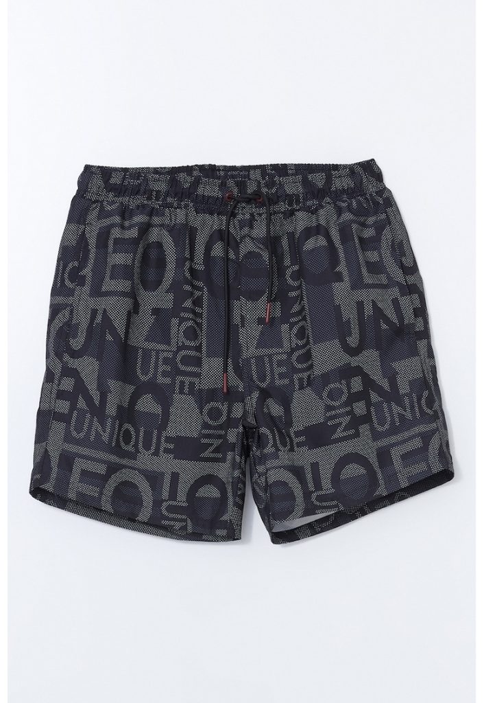 Pantaloni scurti de baie cu imprimeu text-BARBATI/IMBRACAMINTE/Costume de baie-IMBRACAMINTE/Costume de baie