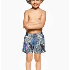 Pantaloni scurti de baie cu model tropical-BAIETI/IMBRACAMINTE/Costume de baie-IMBRACAMINTE/Costume de baie