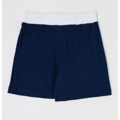 Pantaloni scurti de bumbac cu banda elastica contrastanta in talie-BAIETI/IMBRACAMINTE/Sorturi-IMBRACAMINTE/Sorturi