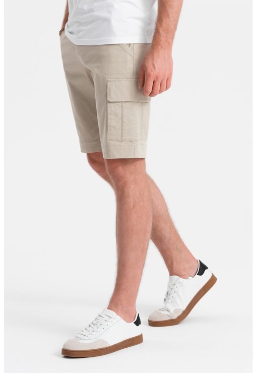 Pantaloni scurti din amestec de bumbac cu buzunare multiple-BARBATI/IMBRACAMINTE/Pantaloni si colanti-IMBRACAMINTE/Pantaloni si colanti