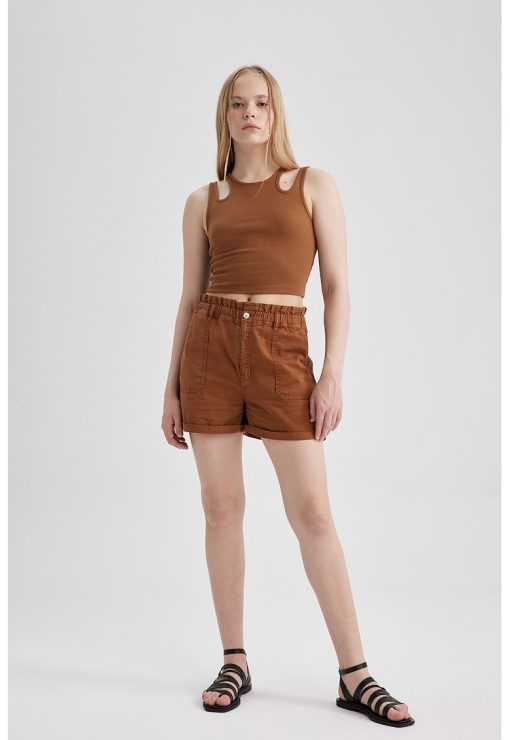 Pantaloni scurti regular fit cu talie inalta-FEMEI/IMBRACAMINTE/Blugi-IMBRACAMINTE/Blugi