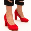 Pantofi Dezgo Rosii-Pantofi cu toc-Pantofi cu toc gros