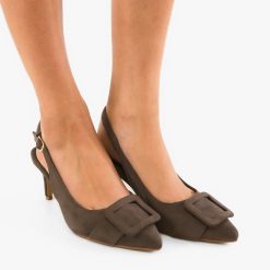 Pantofi dama Luleo Gri-Pantofi cu toc-Pantofi cu toc