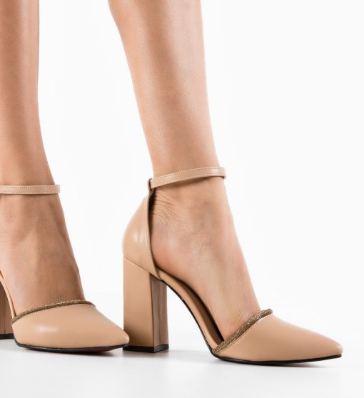 Pantofi dama Marhag Bej-Pantofi cu toc-Pantofi cu toc