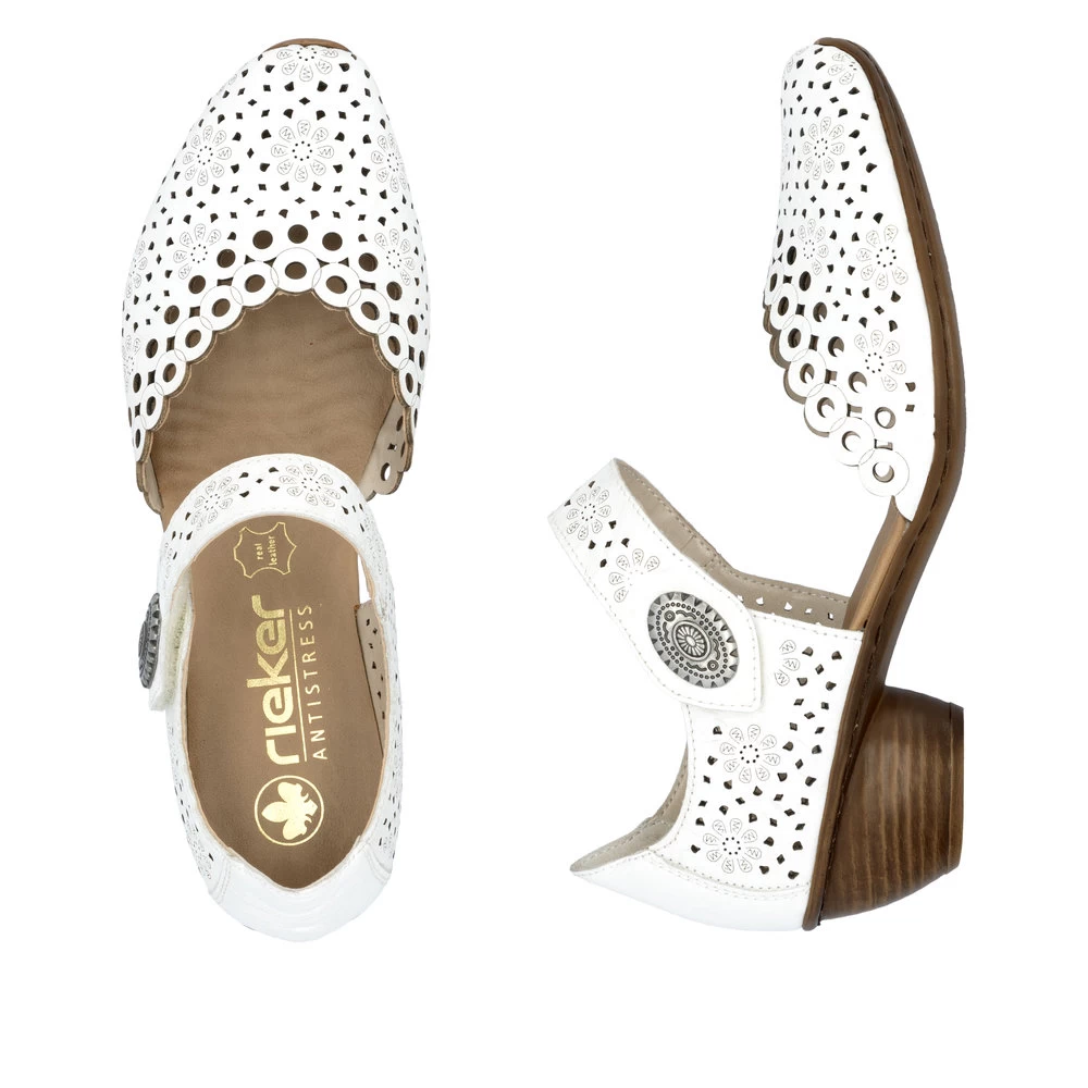 Pantofi de piele naturala Rieker 43753-80 alb-Pantofi-Pantofi