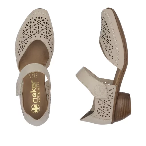 Pantofi piele naturala Rieker 43750-62 bej-Pantofi-Pantofi